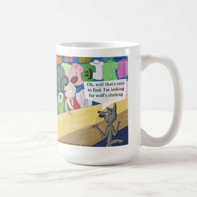 Caneca De Café Lobo em Pele de Cordeiro Divertido (Direita)