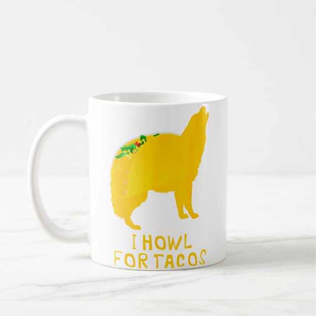 Caneca De Café Lobo engraçado do Taco Tuesday (Esquerda)