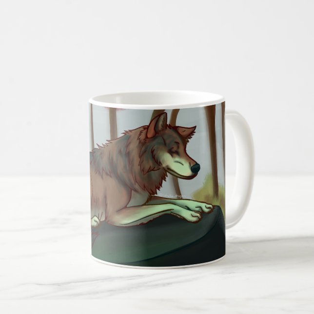 Caneca De Café Lobo Europeu (Frente Esquerda)