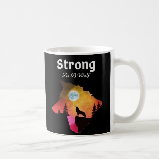 Caneca De Café Lobo Forte Moderno (Direita)