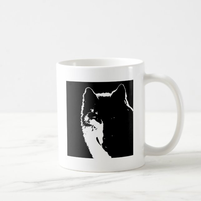 Caneca De Café Lobo Negro e Branco (Direita)