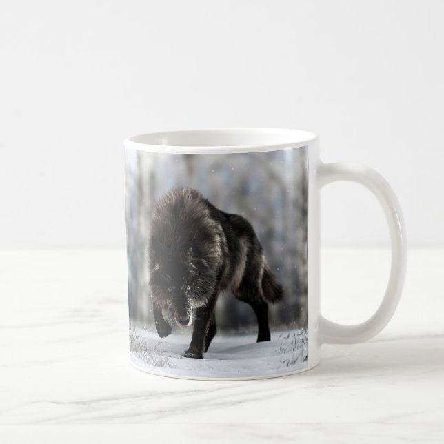 Caneca De Café Lobo negro zangado (Direita)