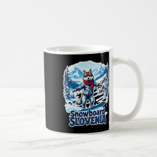 Caneca De Café Lobo Snowboard Eslovênia com Montanhas