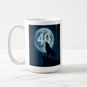 Caneca De Café Lobo Solitário aos 40 anos: Aniversário, Lua Mug