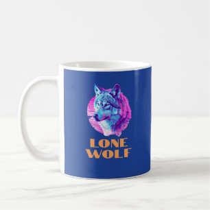 Caneca De Café "Lobo Solitário" ou Sua Mensagem, Arte de Lobo em 