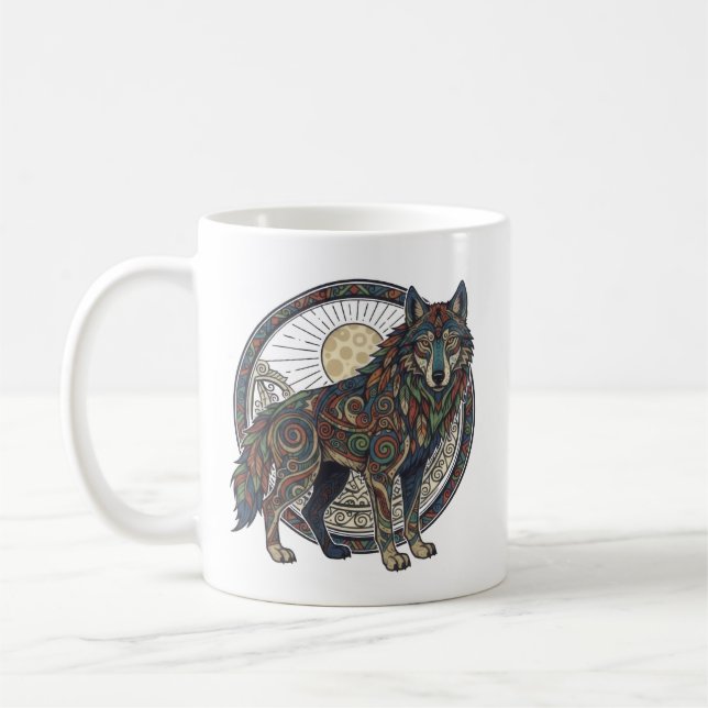 Caneca De Café Lobo Tribal (Esquerda)