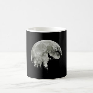 Caneca De Café lobo uivando na lua de halloween