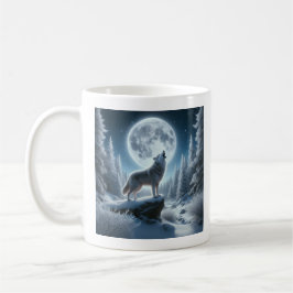 Caneca De Café Lobo Uivando No Inverno