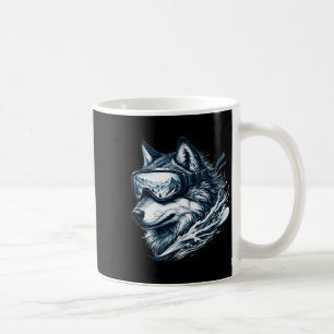 Caneca De Café Lobo vestindo óculos de esqui de snowboard lobo es
