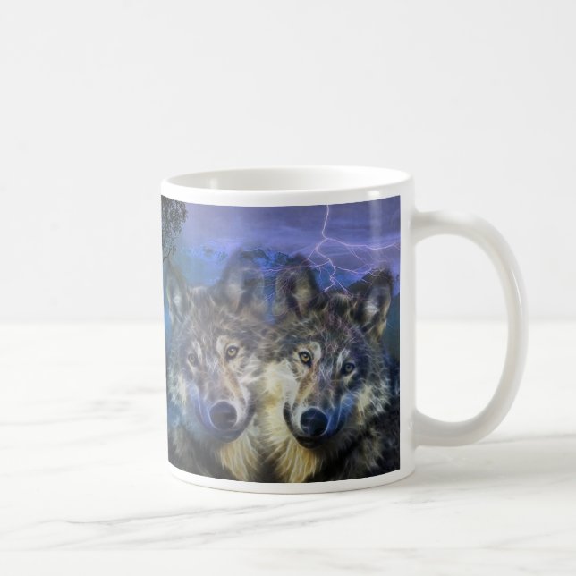 Caneca De Café Lobos à noite (Direita)