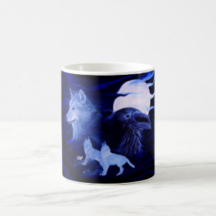 Caneca De Café Lobos e Raven com lua de cheio