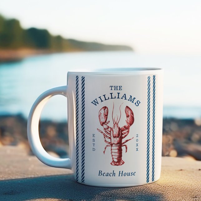 Caneca De Café Lobster Costeiro Beach House (Criador carregado)