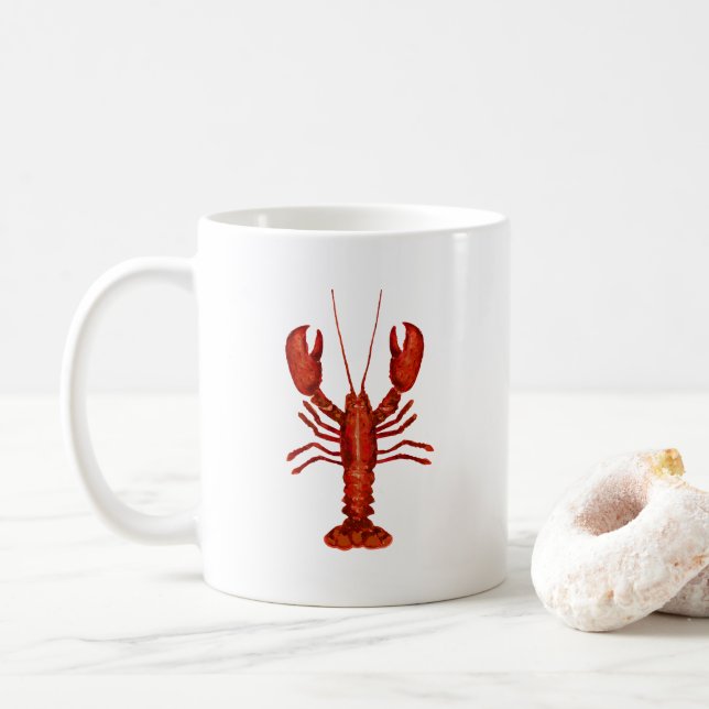 Caneca De Café Lobster Painting Nautical Coastal Pattern (Com Donut)