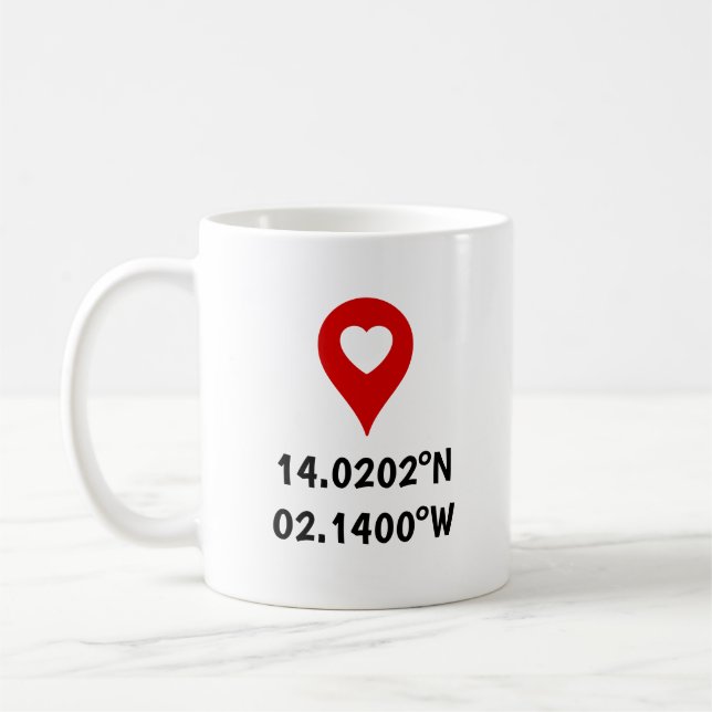 Caneca De Café Localização de Coordenadas Personalizadas Presente (Esquerda)