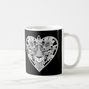Caneca De Café Locket da leoa do amor (prata)
