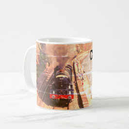 Caneca De Café Locomotiva clássica, por mar, personalizada