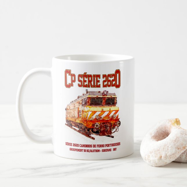 Caneca De Café Locomotiva elétrica CP Serie 2620. Loco Nez-Casse (Com Donut)