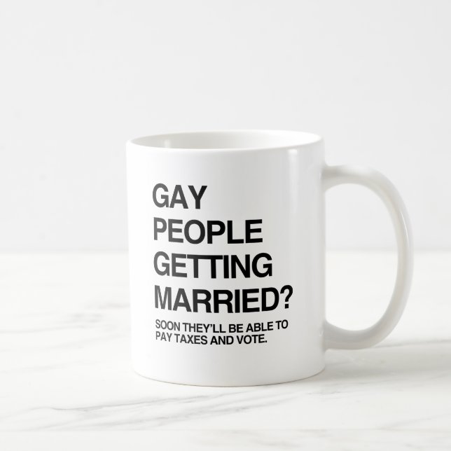 CANECA DE CAFÉ LOGO GO GENTE GAY PODERÁ PAGAR IMPOSTOS E VOTAR (Direita)
