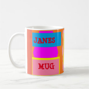 Caneca De Café LOGOTIPO com nome de Janes divertir design com cor