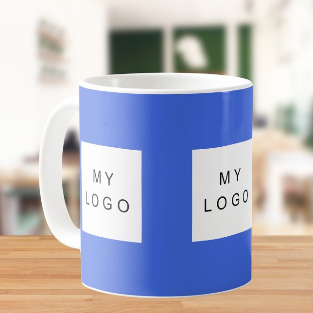 Caneca De Café Logótipo comercial azul real (Criador carregado)