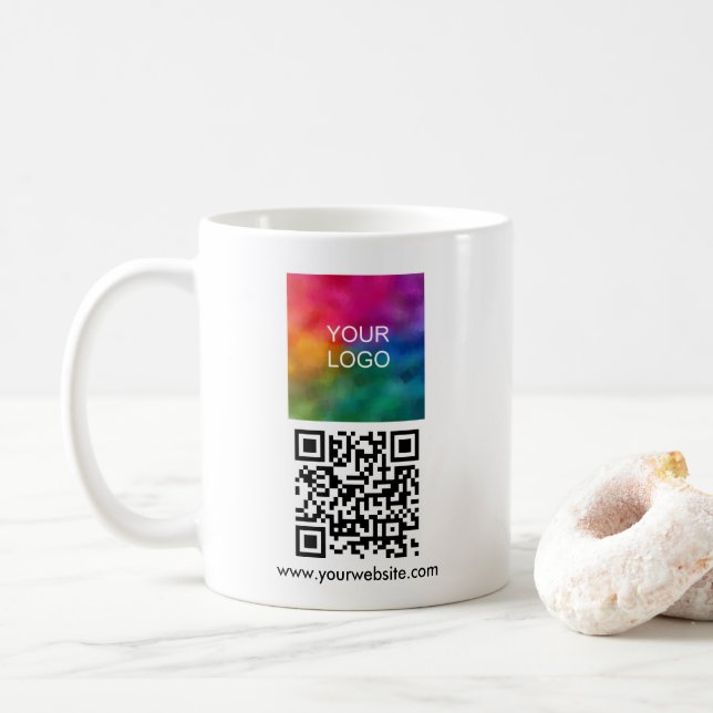 Caneca De Café Logotipo comercial Código QR Digitalize-me Modelo  (Com Donut)