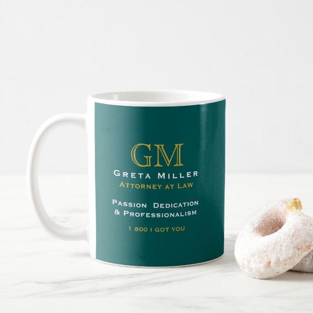 Caneca De Café Logotipo comercial Dourado 2 letras monograma | Te (Com Donut)