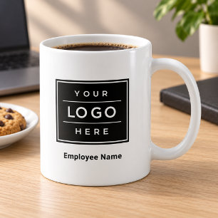 Caneca De Café Logotipo Comercial Personalizado e Nome do Funcion