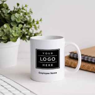 Caneca De Café Logotipo Comercial Personalizado e Nome do Funcion