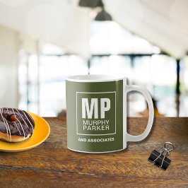 Caneca De Café Logotipo Comercial Simples de Monograma Verde Oleí