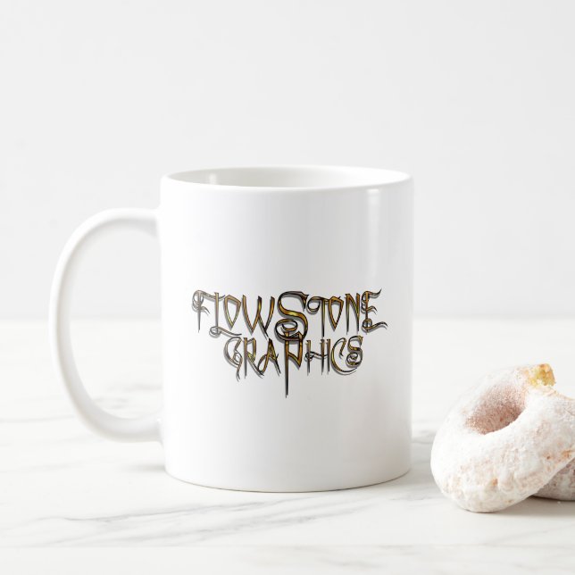 Caneca De Café Logotipo da Flowstone Graphics (Com Donut)