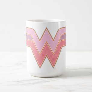 Caneca De Café Logotipo da Mulher Maravilha Rosa e Malha Laranja