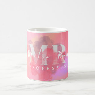 Caneca De Café Logotipo de Aquarela Roxo Rosa Dourado Fumaça Roxa