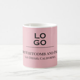 Caneca De Café Logotipo de Empresa ou Negócio Personalizado Rosa