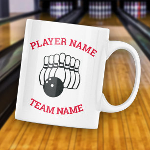 Caneca De Café Logotipo de Equipe de Boliche Personalizável