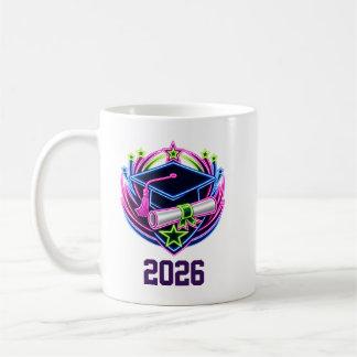 Caneca De Café logotipo de formatura neon brights