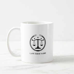 Caneca De Café Logotipo de Justiça Preta e Texto Personalizado