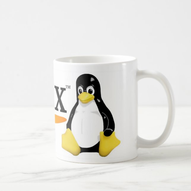 Caneca De Café Logotipo de Linux com produtos de Tux (Direita)