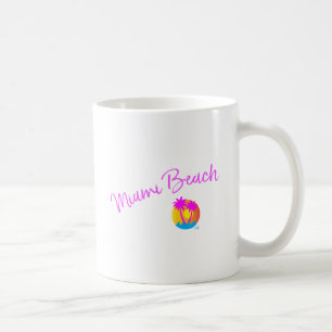 Caneca De Café Logotipo de Miami-Beach-sun-palms-pink