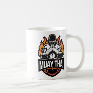 Caneca De Café Logotipo de Muay Thai - Lutador de Boxe Tailandês 