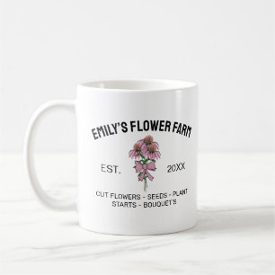 Caneca De Café Logotipo de Negócio de Fazenda de Flores Rosa e Br