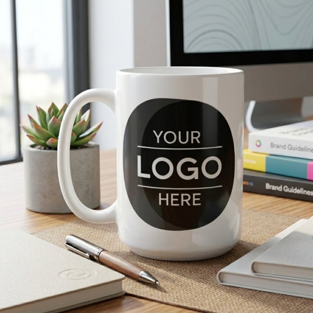 Caneca De Café Logotipo de Negócios Minimalista com Design de Cír (Criador carregado)