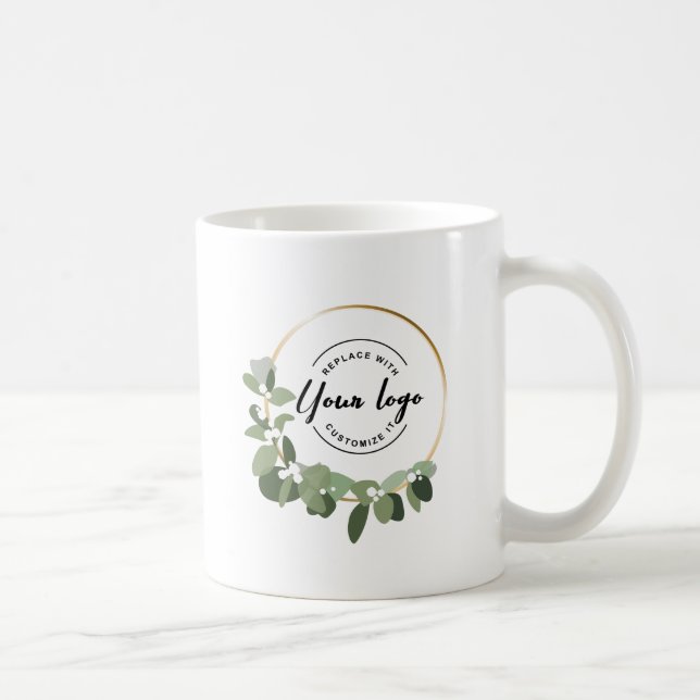 Caneca De Café Logotipo de negócios personalizado do Eucalyptus W (Direita)