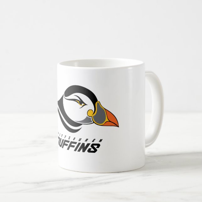 Caneca De Café Logotipo de Puffins Pittsburgh (Frente Esquerda)