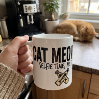Caneca De Café Logotipo de texto Cat Meowfia - Gato engraçado sem