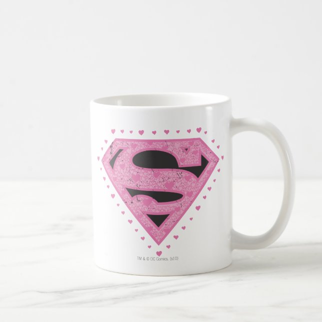 Caneca De Café Logotipo Distante da Supergirl Preto e Rosa (Direita)