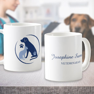 Caneca De Café Logotipo do Cachorro Azul e do Gato ou o Logotipo 