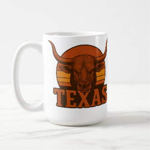 Caneca De Café Logotipo do Texas Longhorn Bull Vintage - Fogo Oci