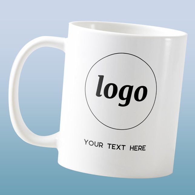 Caneca De Café Logotipo e Texto simples para empresa (Logo and text custom business promotional coffee mug)