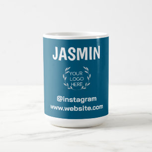 Caneca De Café Logotipo Empresa Moderno Minimalista Marca Azul