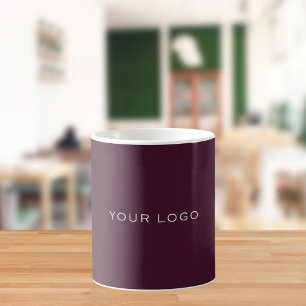 Caneca De Café logotipo empresarial burgundy retangular